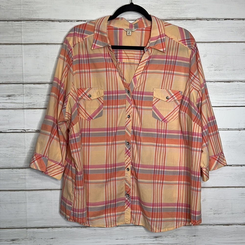 Sonoma Colorful Plaid Button Down Shirt Size 3X